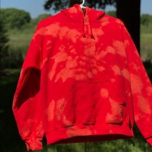 NWOT Medium Red Hand Dyed Pullover Hoodie